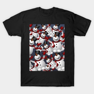 Merry Christmas Snowman With Black Hat T-Shirt